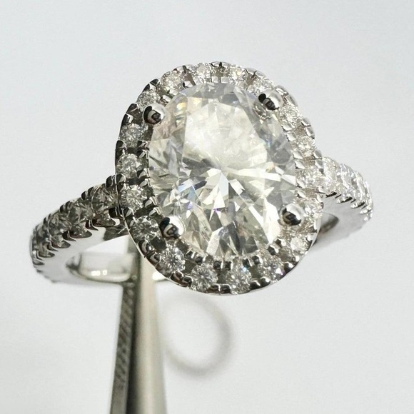 Moissanite Engagement Ring Oval Cut GRA Certified Wedding Anniversary 18K 925 - Picture 7 of 14